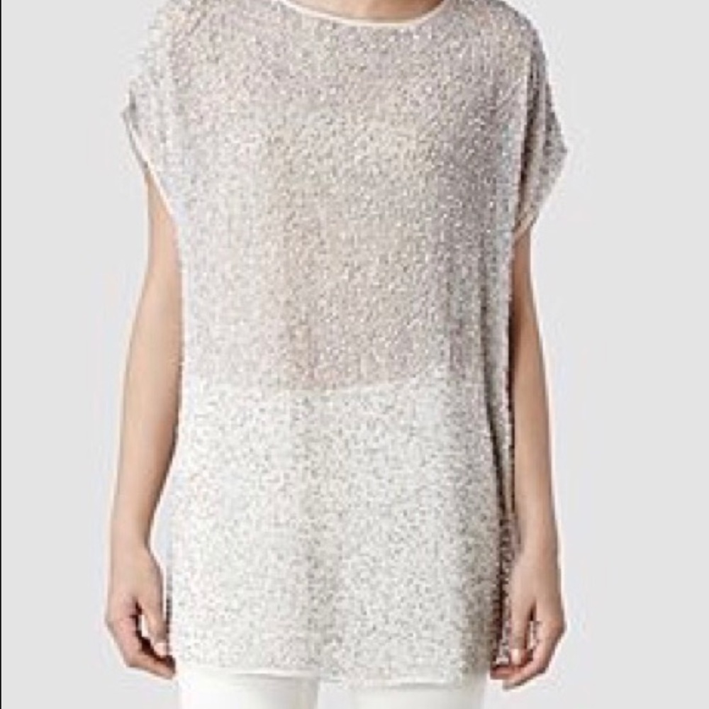 All saints stipple tee dress oyster beaded tunic